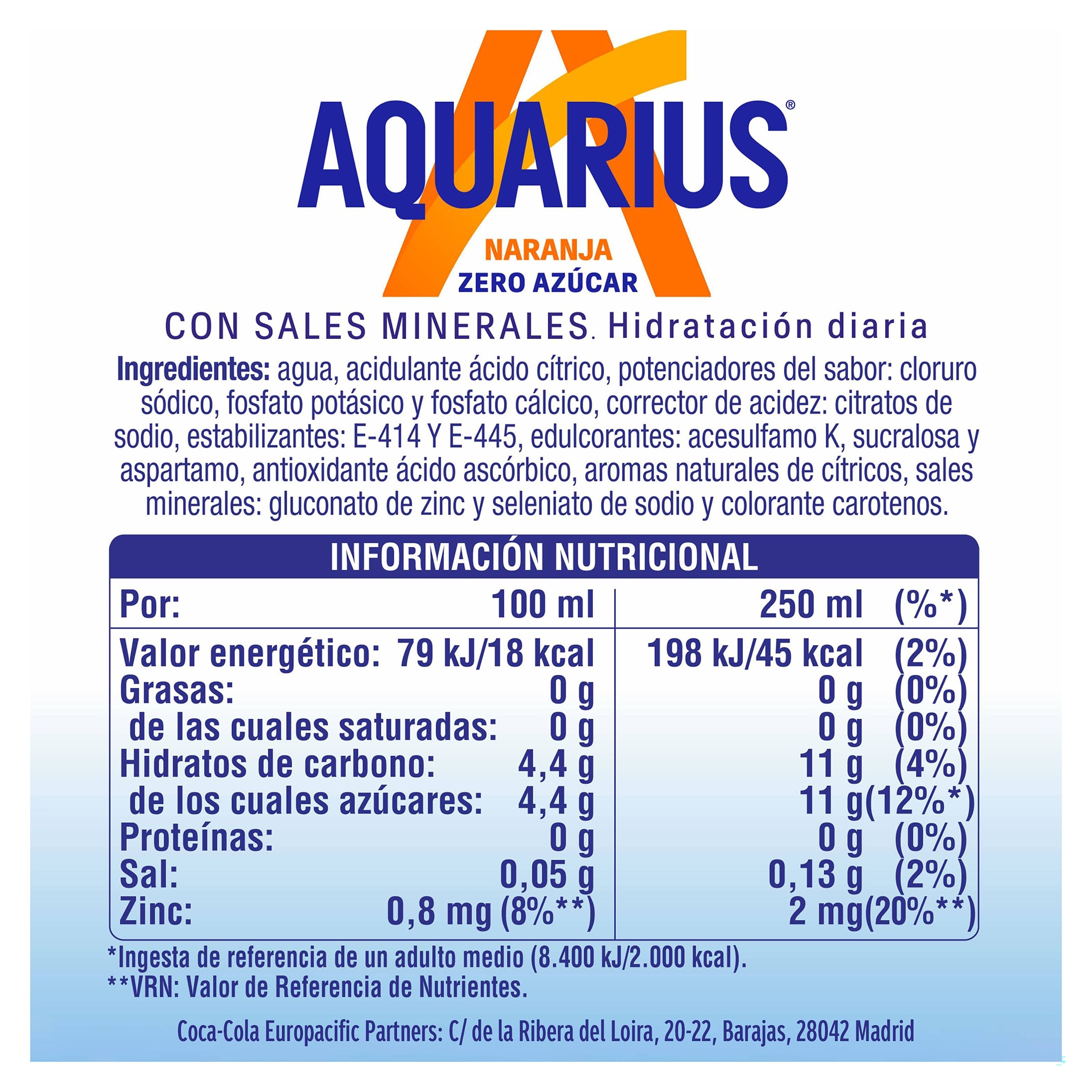 Aquarius de naranja zero 1.5 L