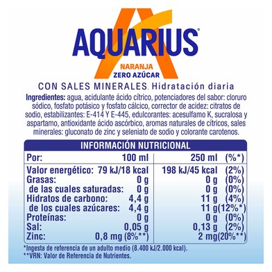 Bebida refrescante de naranja zero azúcar Aquarius botella 1.5 l-1