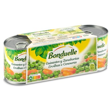 Guisantes muy finos y zanahorias Bonduelle lata 3 x 130 g-0 Guisantes muy finos y zanahorias Bonduelle lata 3 x 130 g-0