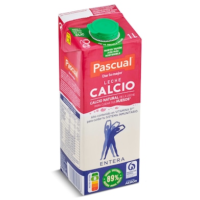 leche entera calcio, 1l - El Jamón
