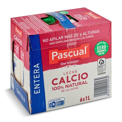 Leche entera calcio Pascual brik 6 x 1 l-0 Leche entera calcio Pascual brik 6 x 1 l-0