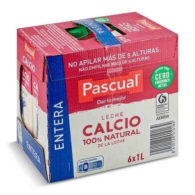 Leche entera calcio Pascual brik 6 x 1 l-0