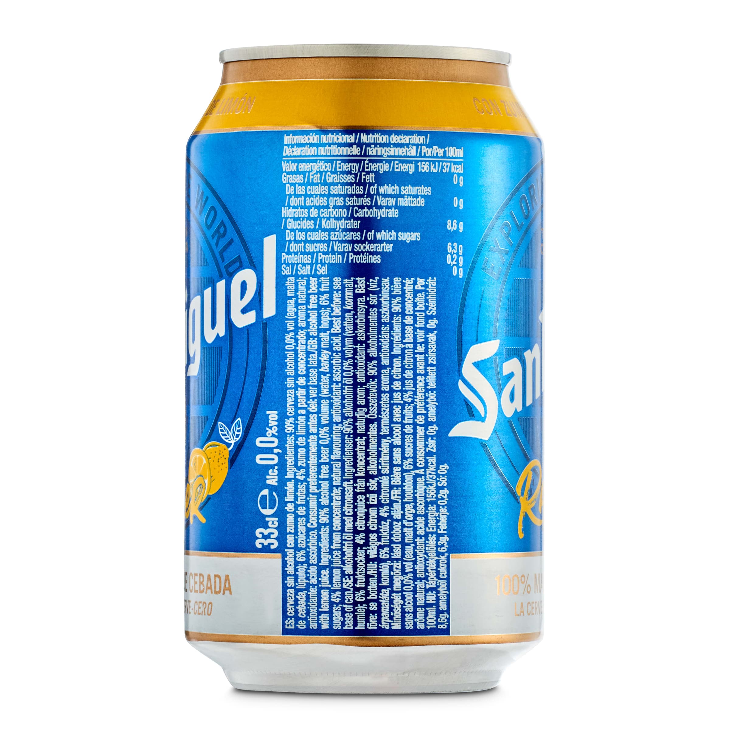 Cerveza radler sin alcohol San Miguel 33 cl