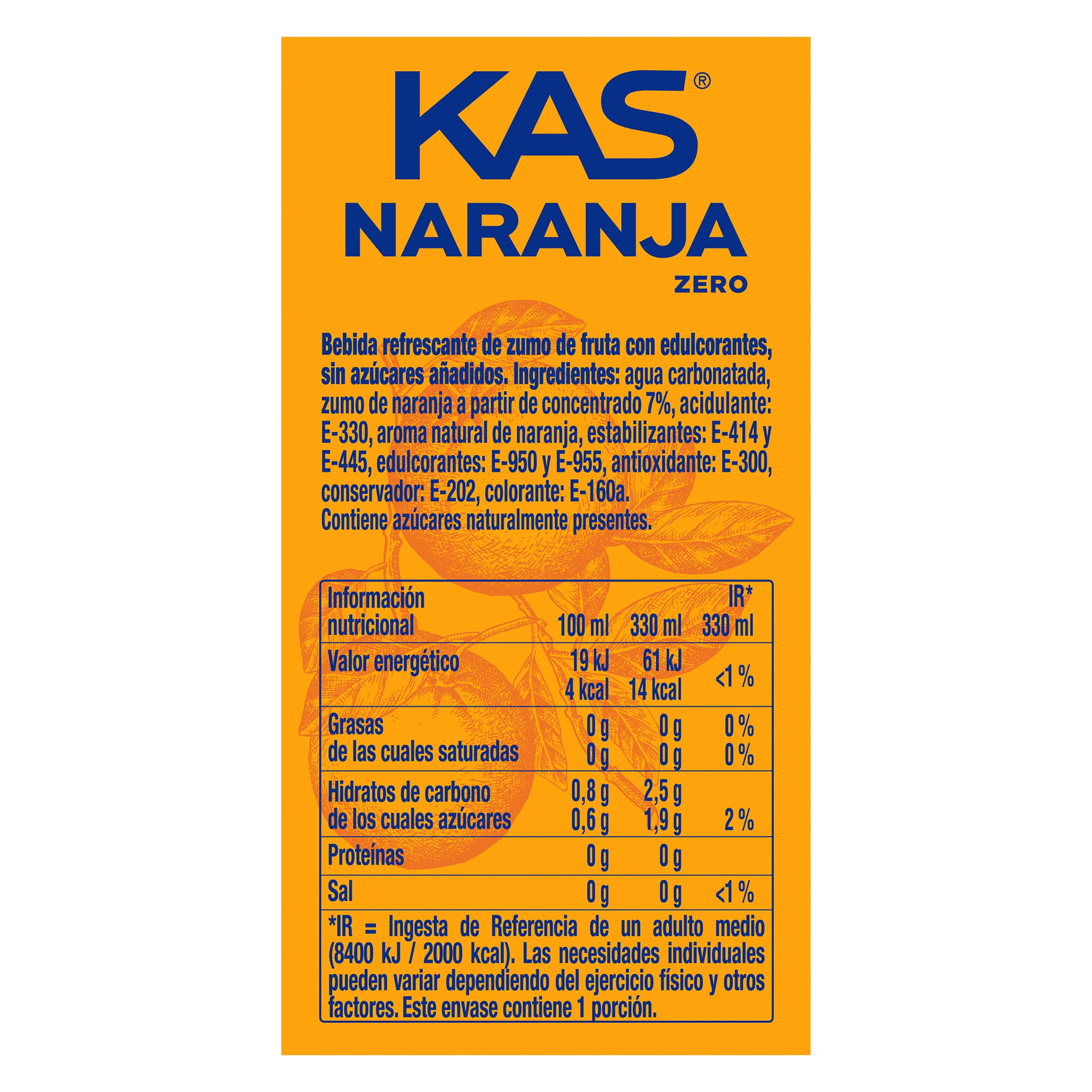 Kas de naranja zero 330 ml