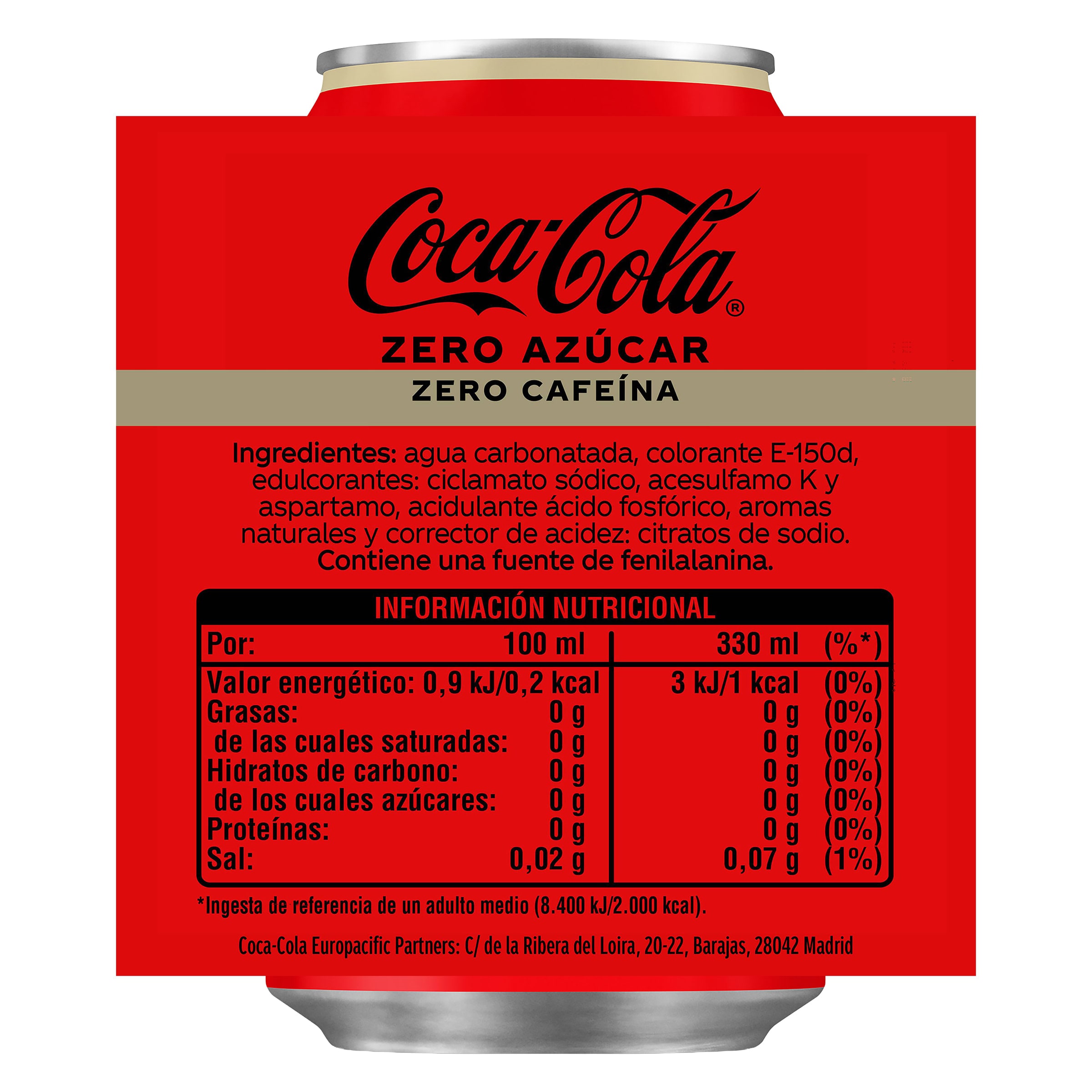 Coca-Cola zero azúcar zero cafeína 330 ml