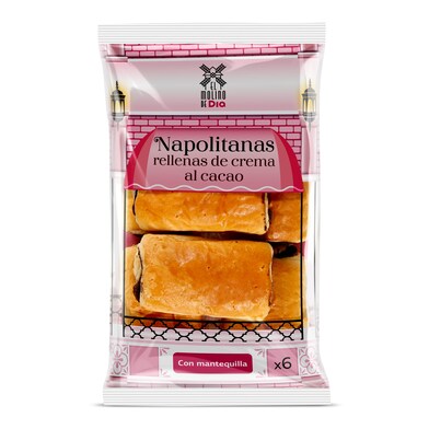 Napolitanas rellenas de crema de cacao El molino de Dia bolsa 270 g-0