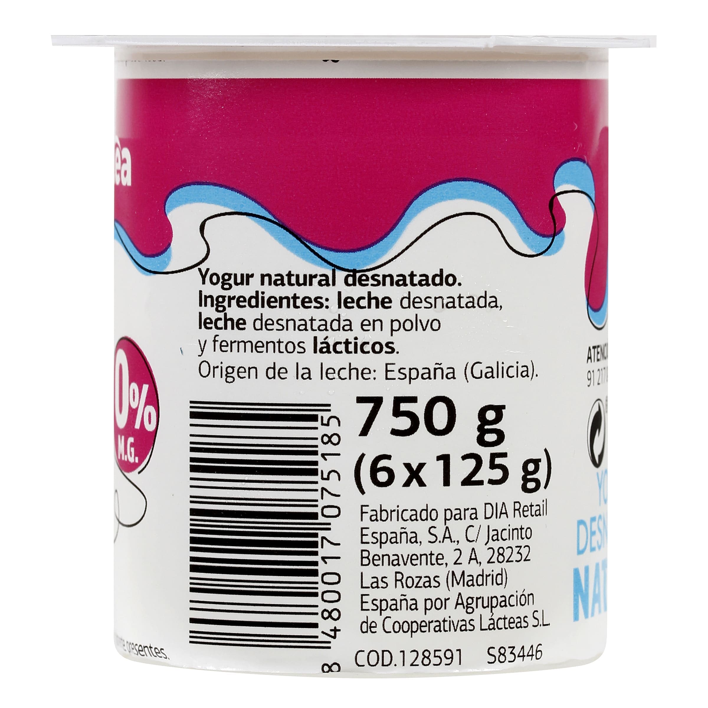 Yogur natural desnatado Dia Láctea 6 x 125 g