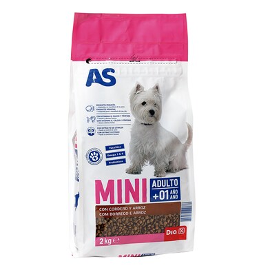 Alimento para perros de razas pequeñas sabor cordero arroz As Dia bolsa 2 Kg-0