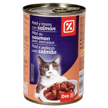 Paté para gatos con trozos de salmón DIA DIA  LATA 400 GR-0