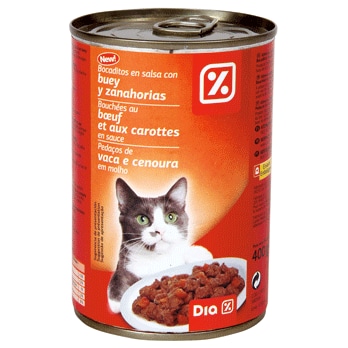 Alimento para gatos bocaditos buey y legumbres DIA DIA  LATA 400 GR-0