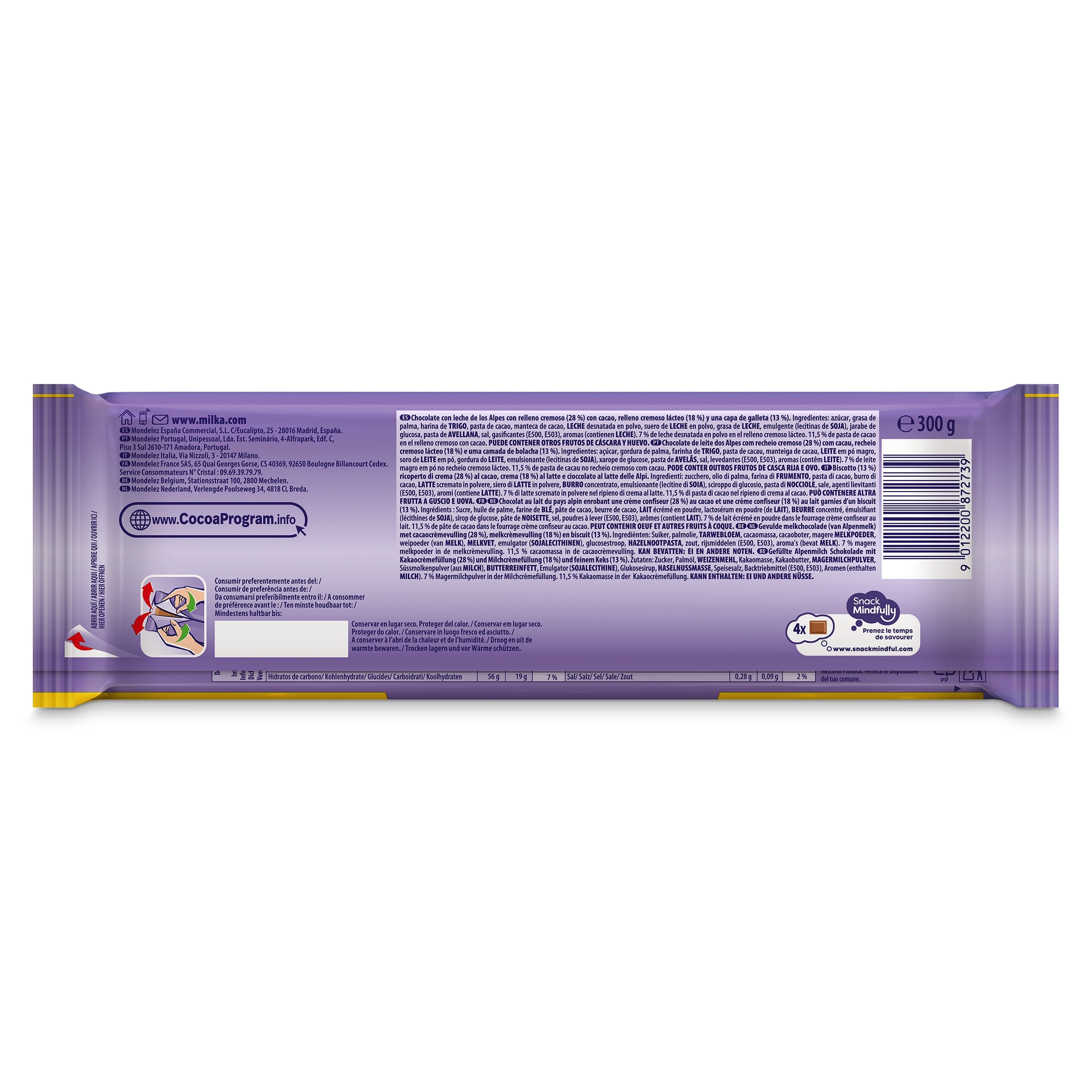 Chocolate con leche relleno de galleta choco-swing Milka 300 g