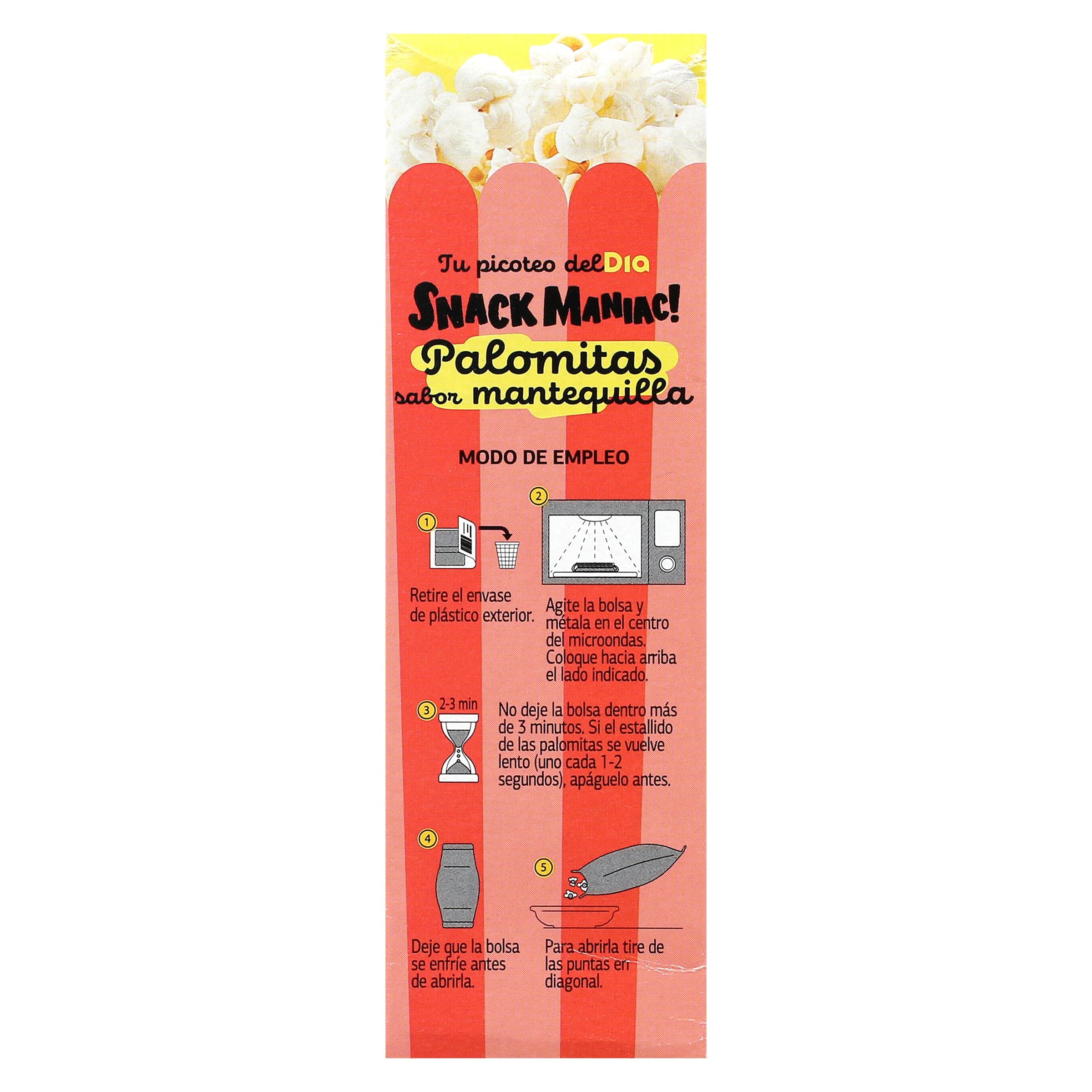 Palomitas sabor mantequilla para microondas Dia Snack Maniac 270 g