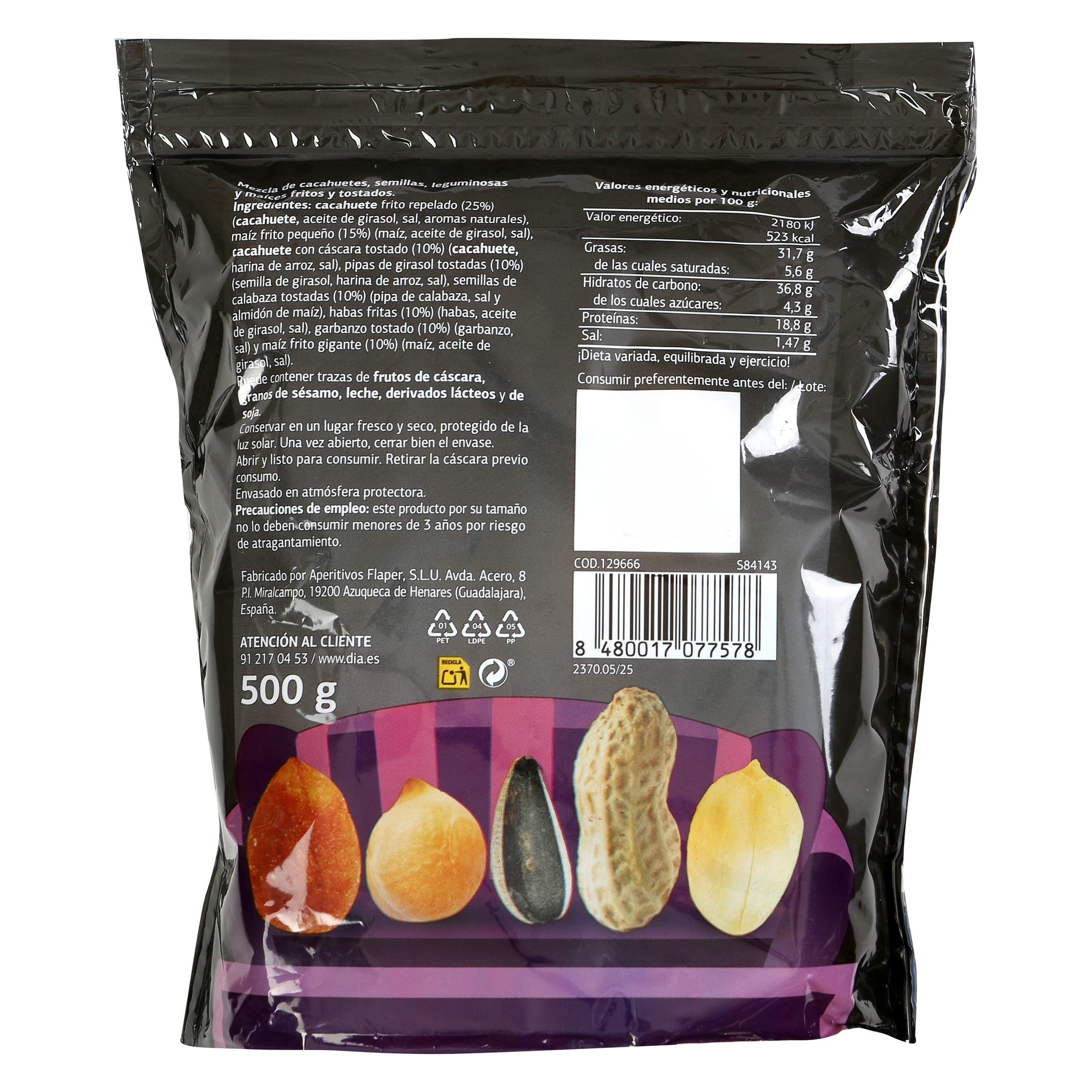 Mix de frutos secos con cáscara Dia Snack Maniac 500 g