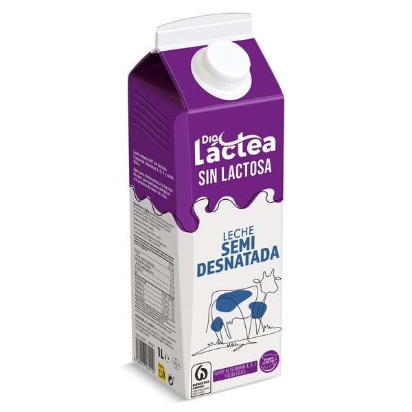 Leche Semidesnatada sin Lactosa Dia Lactea Envase 1 Lt.