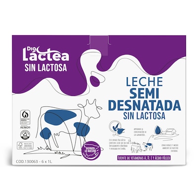 Leche semidesnatada sin lactosa Dia Láctea brik 6 x 1 l-1