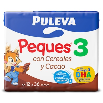 Bebida con cereales y cacao pack Puleva brik 3 x 200 ml-0