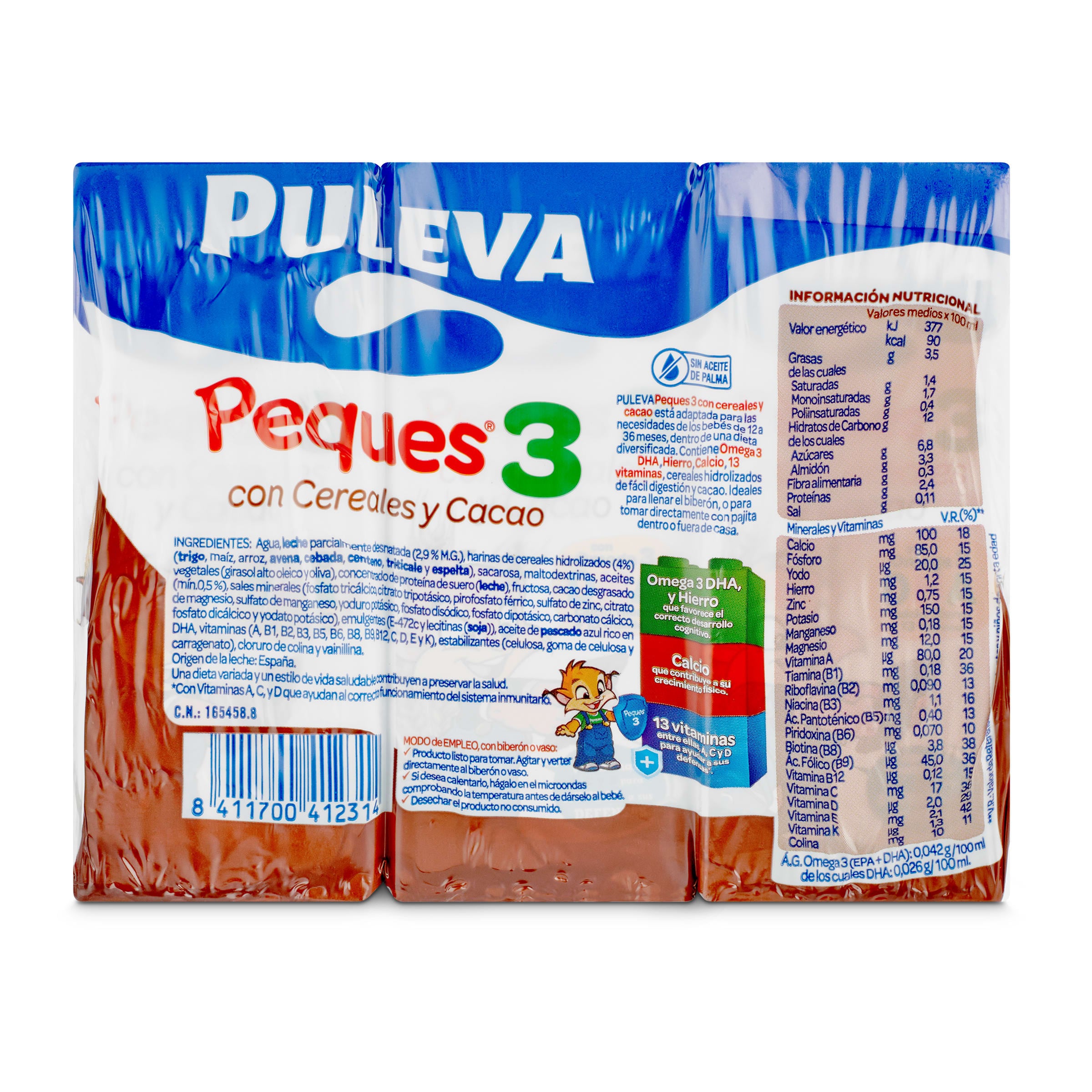 Puleva Peques 3 con Cereales y Cacao Crecimiento de 12 a 36 meses 10 Packs  de 3 x 200ml