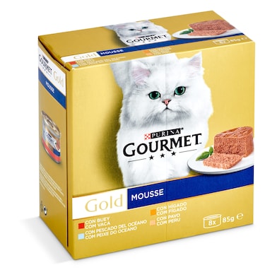 Mousse para gatos mix GOURMET  pack 8 unidades LATA 680 GR-0