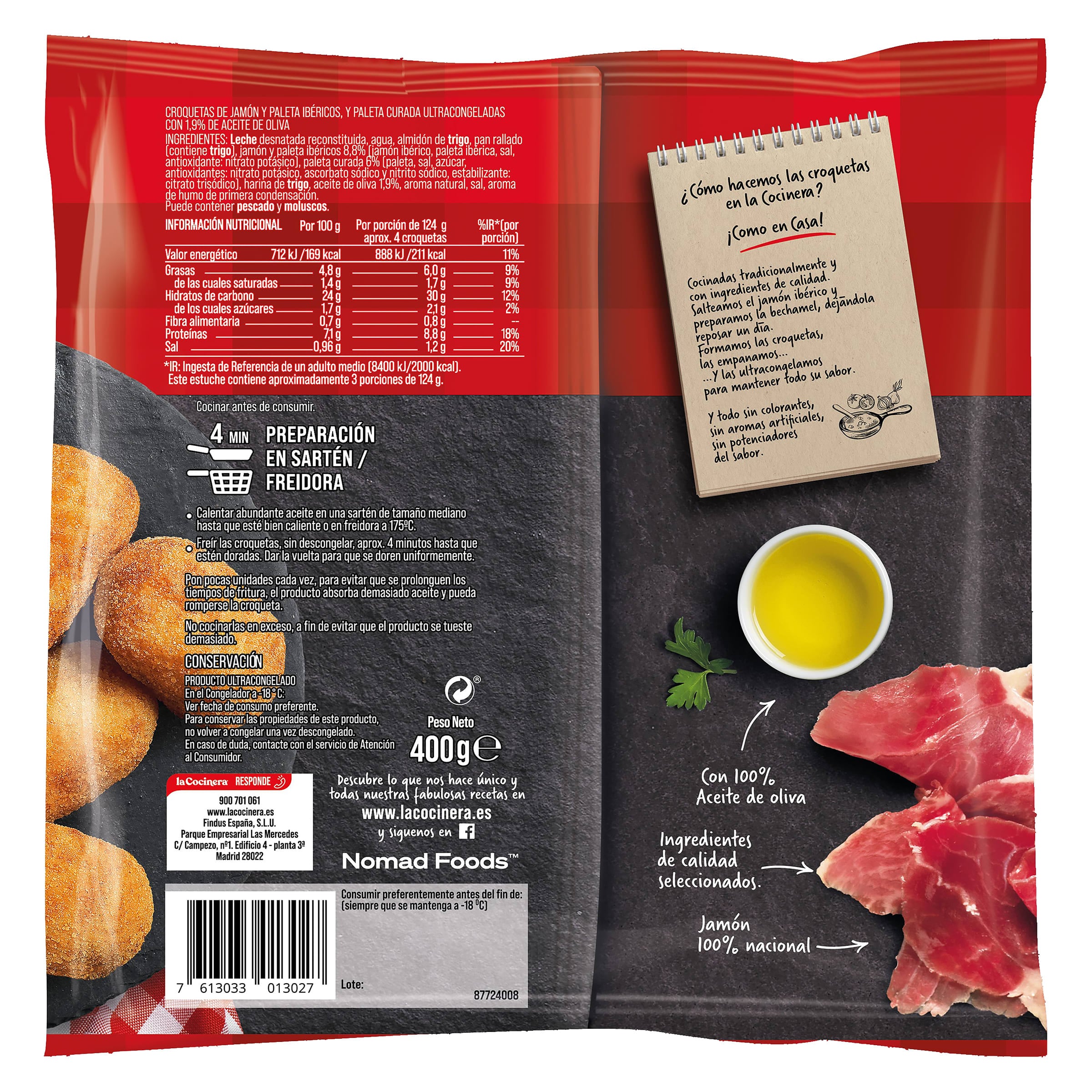 Croquetas artesanas de jamón ibérico La Cocinera 400 g