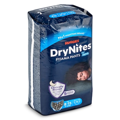 Calzoncillos absorbentes de noche para niños de 8 a 15 años Huggies DryNites bolsa 9 unidades-0