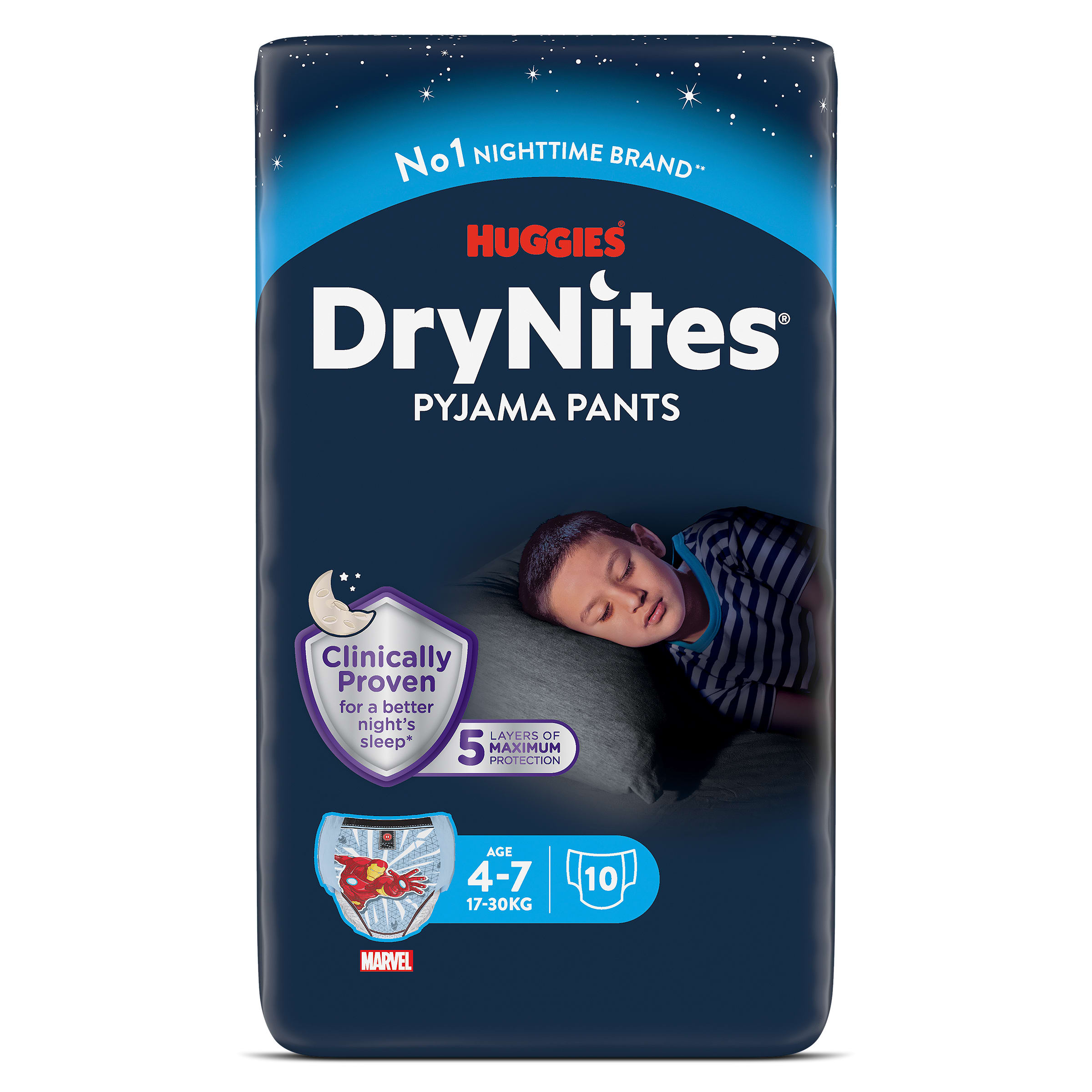 Pañales de noche infantiles de 4 a 7 años Huggies DryNites 10 unidades