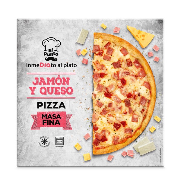 Pizza Jamón y Queso Masa Fina Dia Caja 350 Gr.