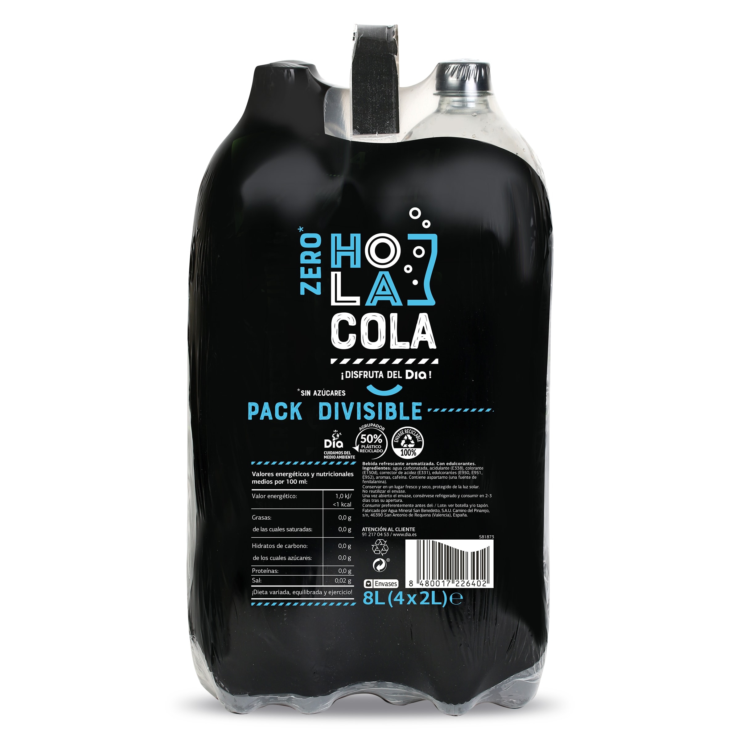 Refresco de cola zero Dia Hola Cola pack 4 x 2 L