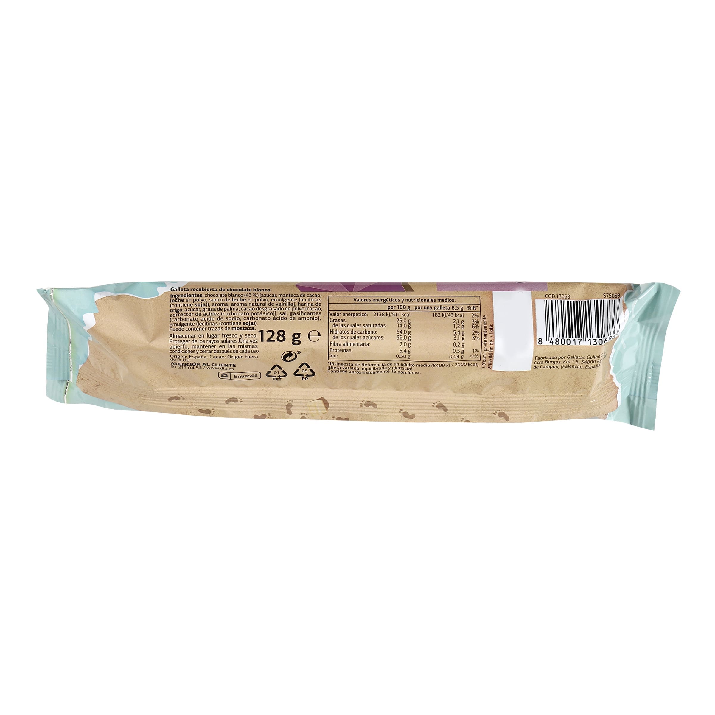 Roscos de galleta con chocolate blanco chocoaros Galleteca de Dia 128 g