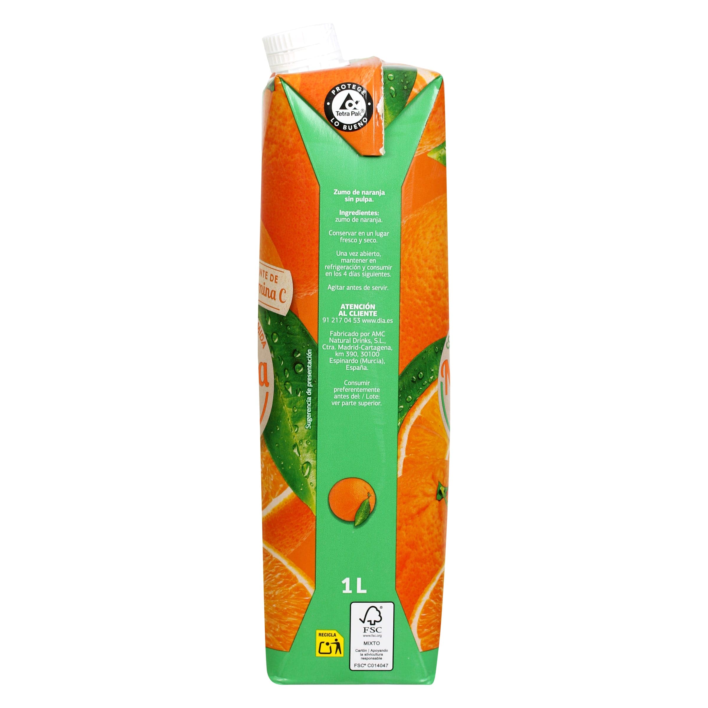 Zumo de naranja sin pulpa Dia Saborfera 1 L