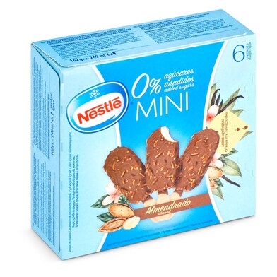 Helado mini bombón almendrado sin azúcares añadidos 6 unidades Nestlé caja 162 g-0 Helado mini bombón almendrado sin azúcares añadidos 6 unidades Nestlé caja 162 g-0