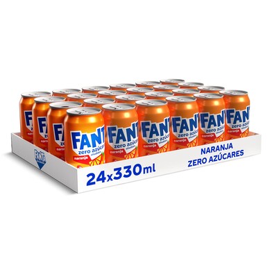 Refresco de naranja zero azúcares Fanta pack 24 x 33 cl-0