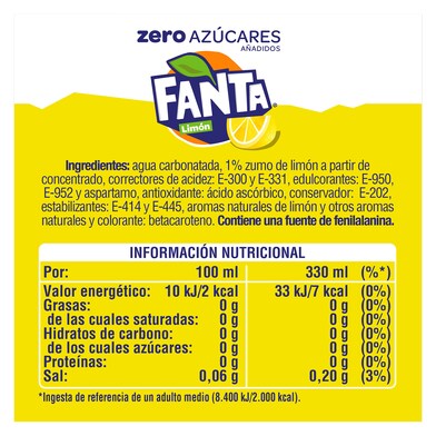 Refresco de limón zero azúcares Fanta lata 33 cl-1