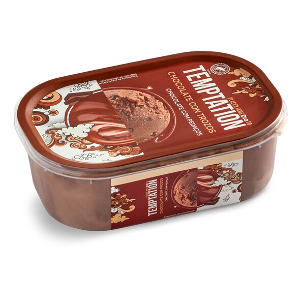 Helado Chocolate con Trozos Dia Temptation Barqueta 500 Gr.