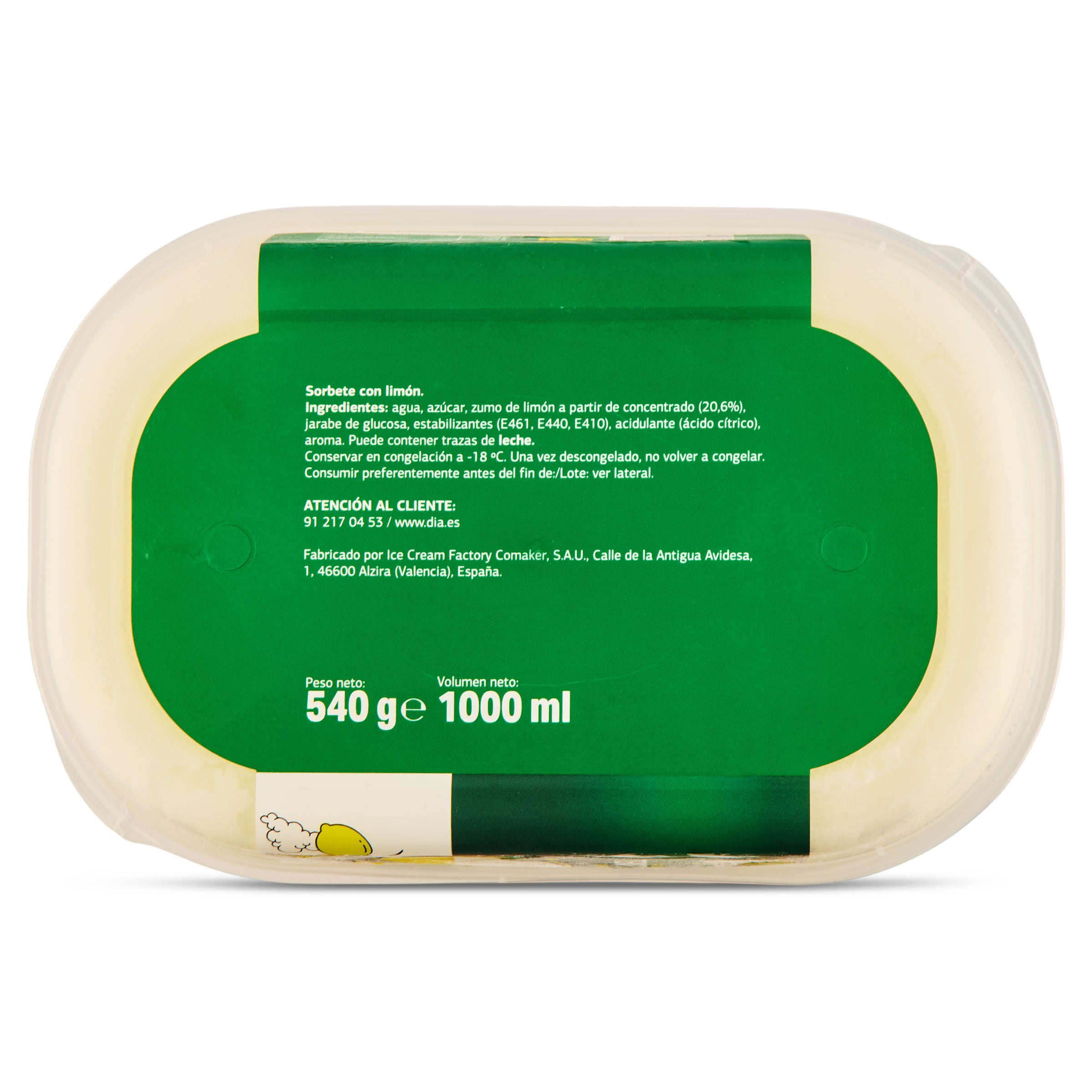 Barqueta sorbete de limón Dia Temptation 540 g