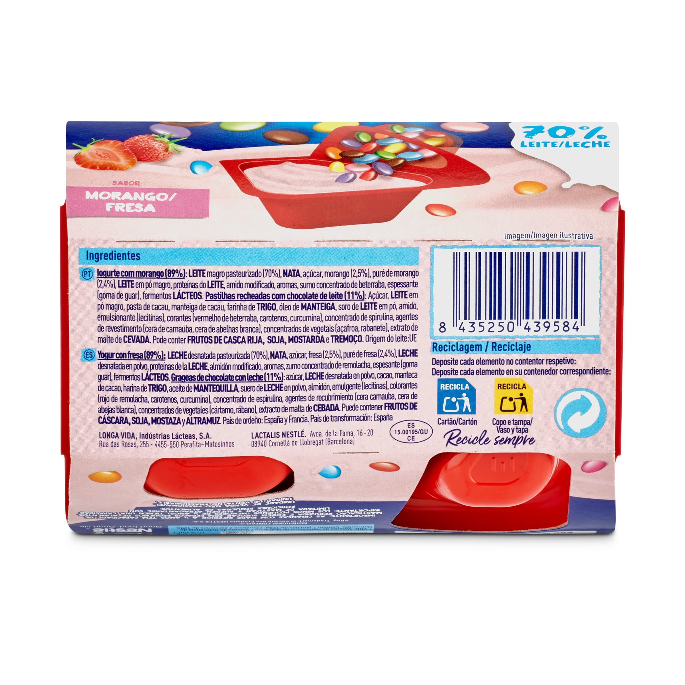Yogur con Smarties Nestlé 2 x 128 g