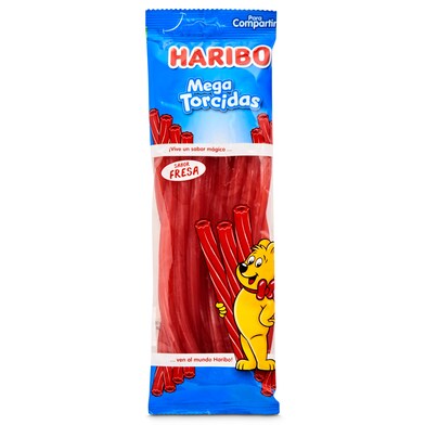 Barritas torcidas dulces sabor fresa Haribo bolsa 200 g-0 Barritas torcidas dulces sabor fresa Haribo bolsa 200 g-0