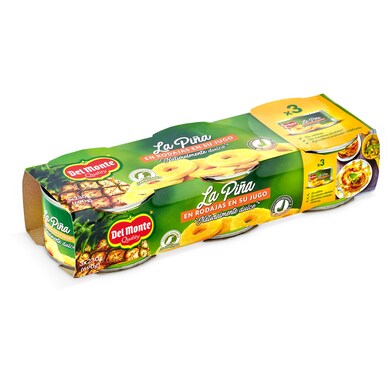 Piña en su jugo en rodajas Del monte lata 3 x 140 g-0