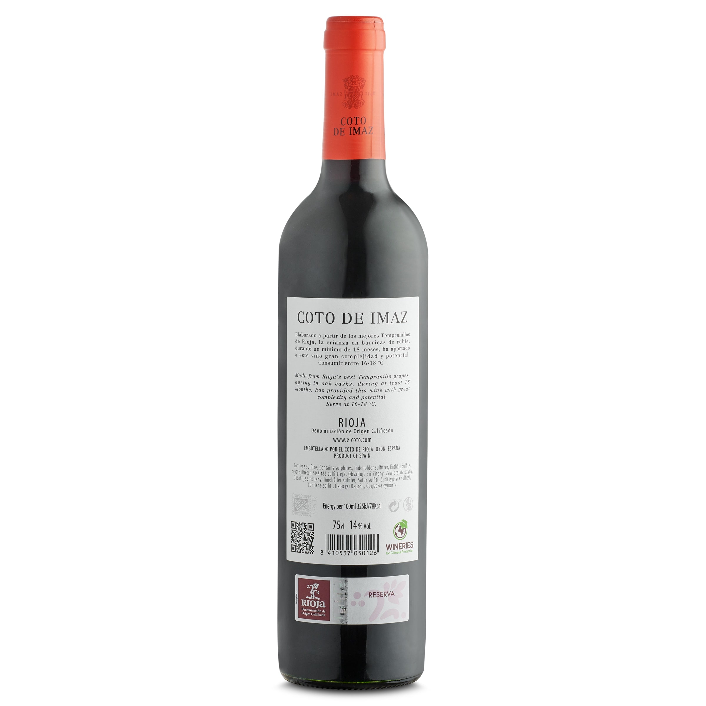 Vino tinto reserva D.O. Rioja Coto de Imaz 75 cl