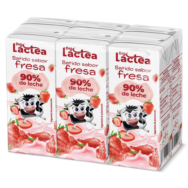 Batido de Fresa Dia Lactea Pack 6 Unidades 200 Ml.