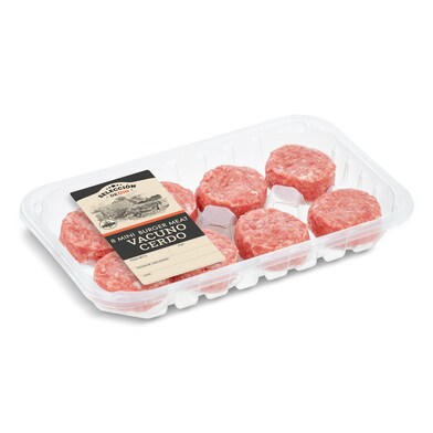 Mini hamburguesas de vacuno y cerdo 8 unidades Selección de Dia bandeja 240 g-0 Mini hamburguesas de vacuno y cerdo 8 unidades Selección de Dia bandeja 240 g-0