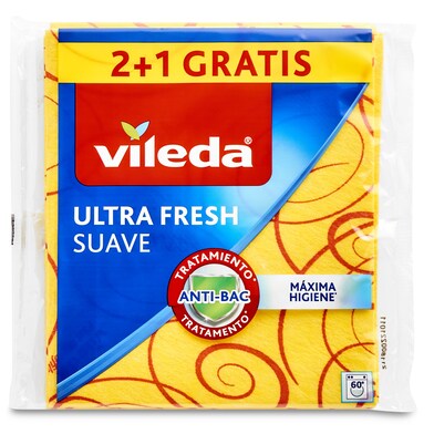 Bayeta suave amarilla máxima absorción VILEDA   BOLSA 3 UD-0