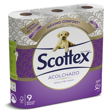 Papel higiénico acolchado 3 capas Scottex bolsa 9 unidades-0