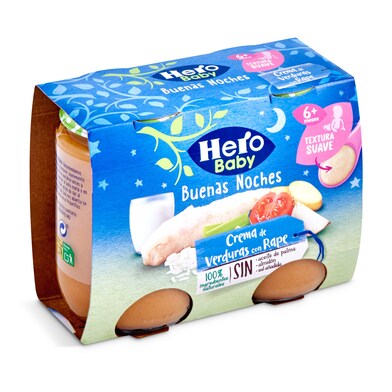 Buenas noches crema de verduras con rape Hero frasco 380 g-0 Buenas noches crema de verduras con rape Hero frasco 380 g-0