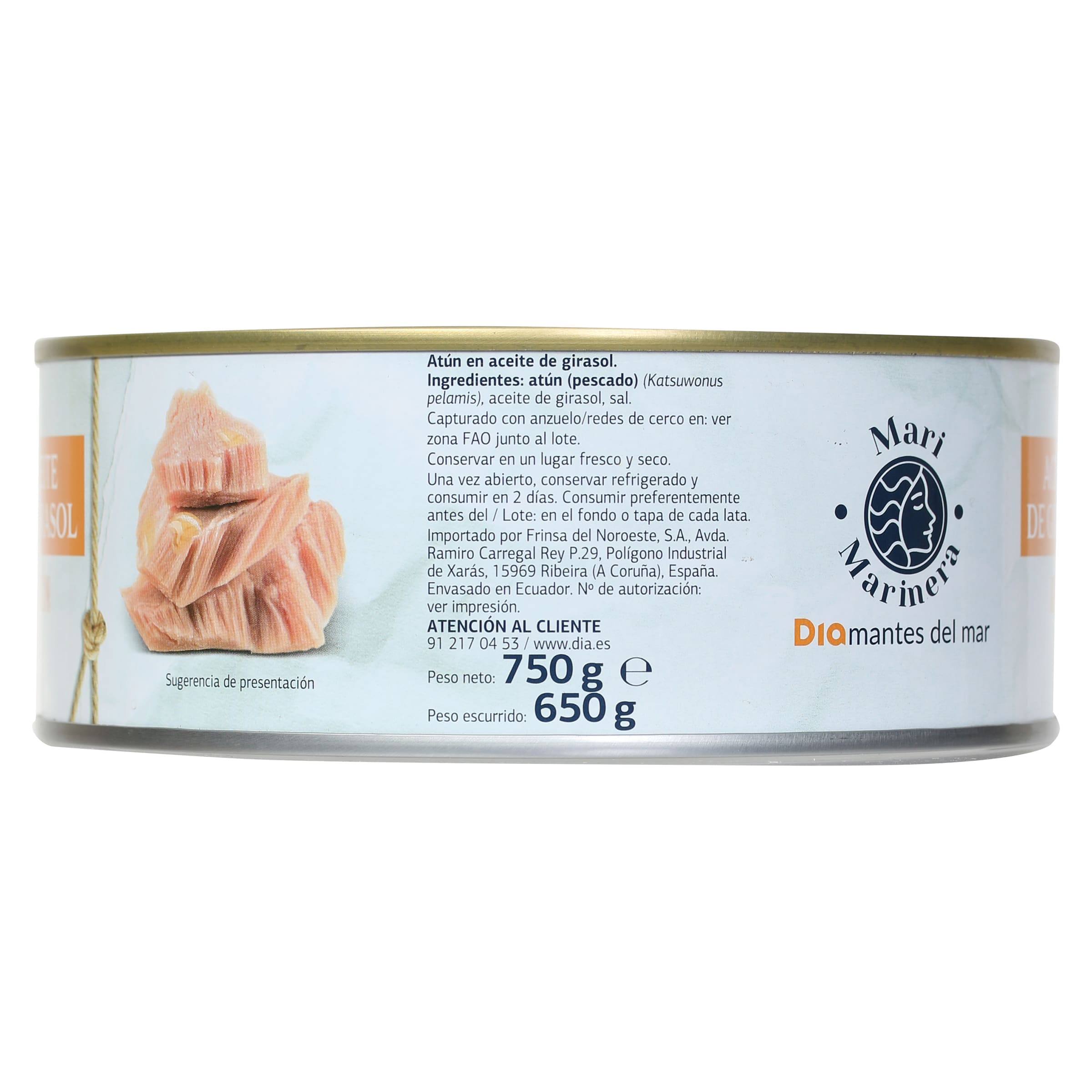 Atún en aceite de girasol Dia Mari Marinera 650 g