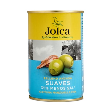 Aceitunas rellenas de anchoa suave Jolca lata 130 g-0