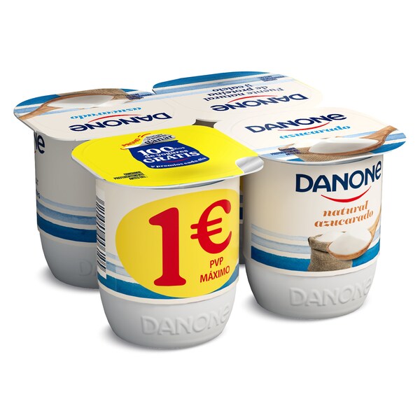 Yogur Natural Azucarado Danone Pack 4x120 Gr.