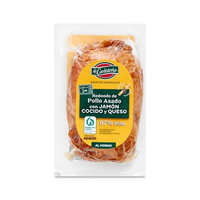 Redondo de pollo asado relleno de jamón y queso La carloteña bolsa 340 g-0 Redondo de pollo asado relleno de jamón y queso La carloteña bolsa 340 g-0