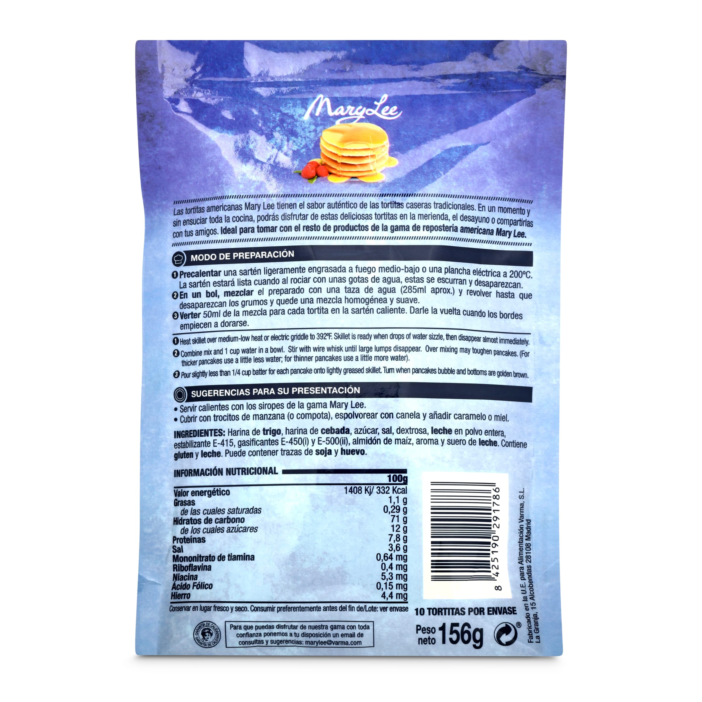 Preparado de tortitas americanas Mary Lee 156 g