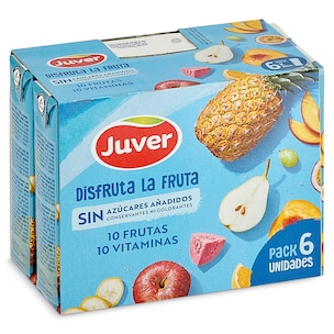 Bebida de zumo 10 frutas sin azúcares añadidos Juver brik 6 x 200 ml
