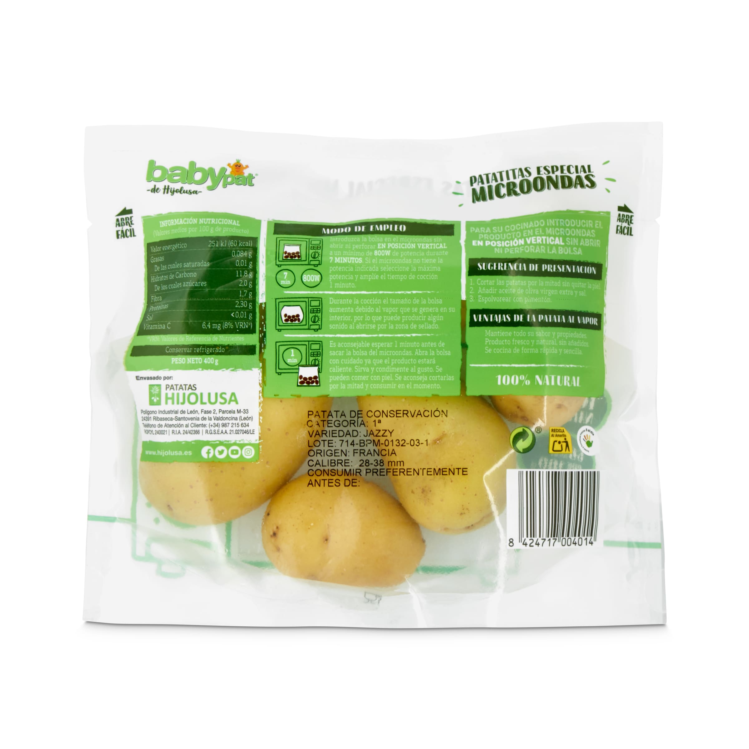 Patatas baby para microondas patata 400g